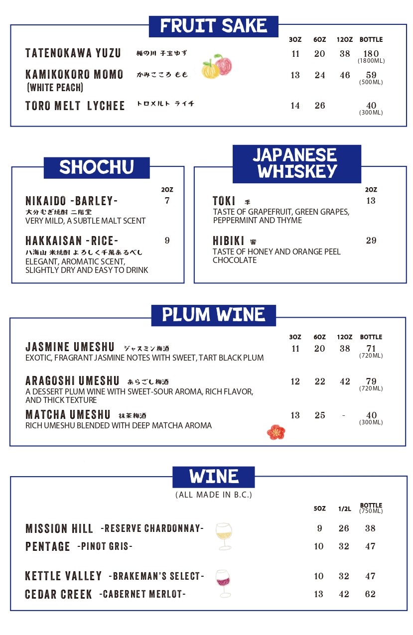 Drink menu