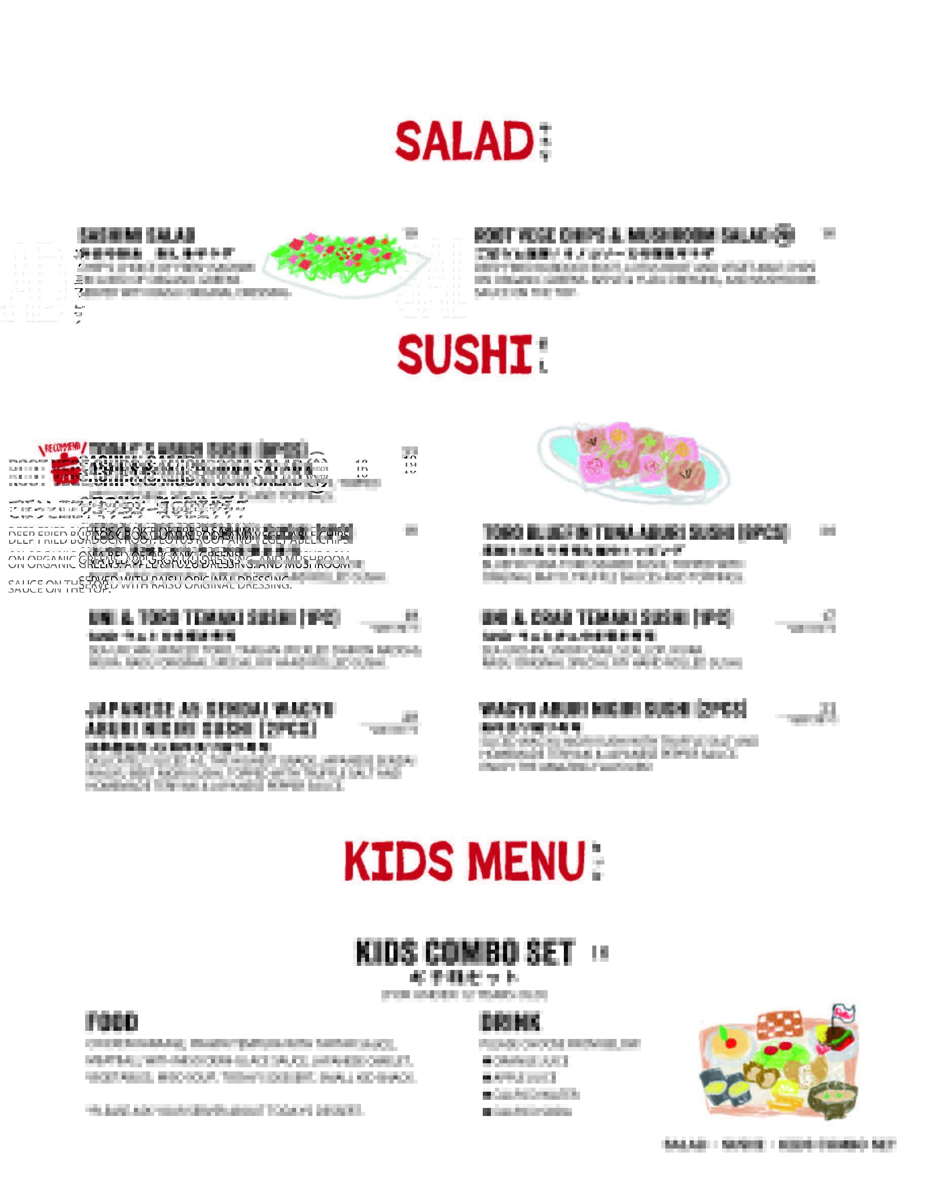 Food menu